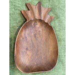 Vintage‎ Kamari Woods Hand carved Wooden Pineapple Bowl/Platter 13 in. Gorgeous